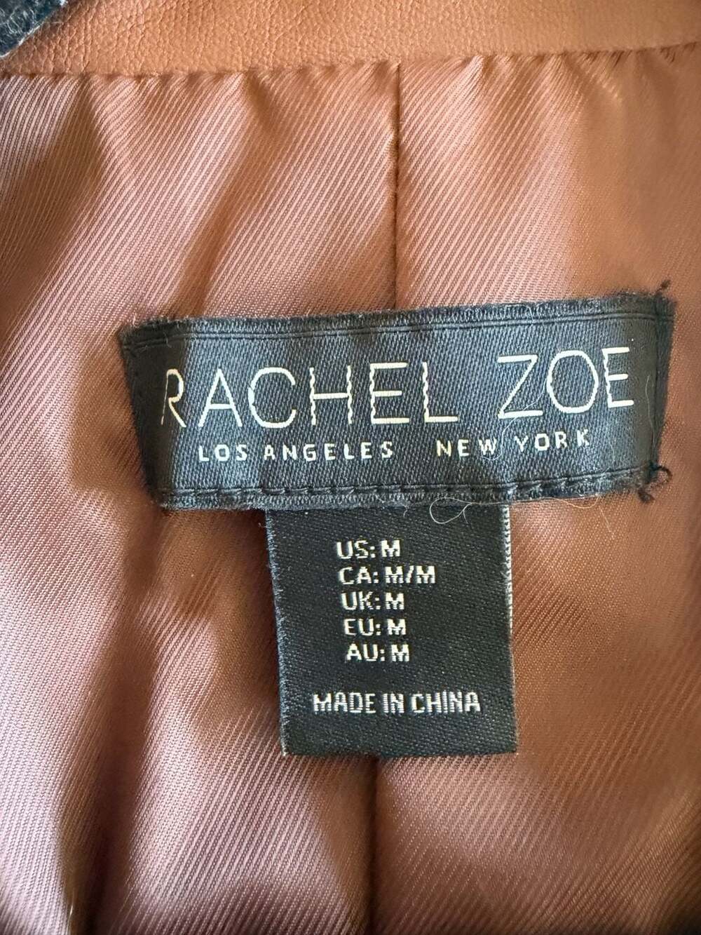 Rachel Zoe Faux Leather Brown Blazer Jacket with Gold Buttons Size M - Picture 3 of 3